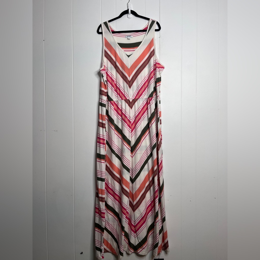 Old Navy Pink and Brown Chevron Maxi Dress